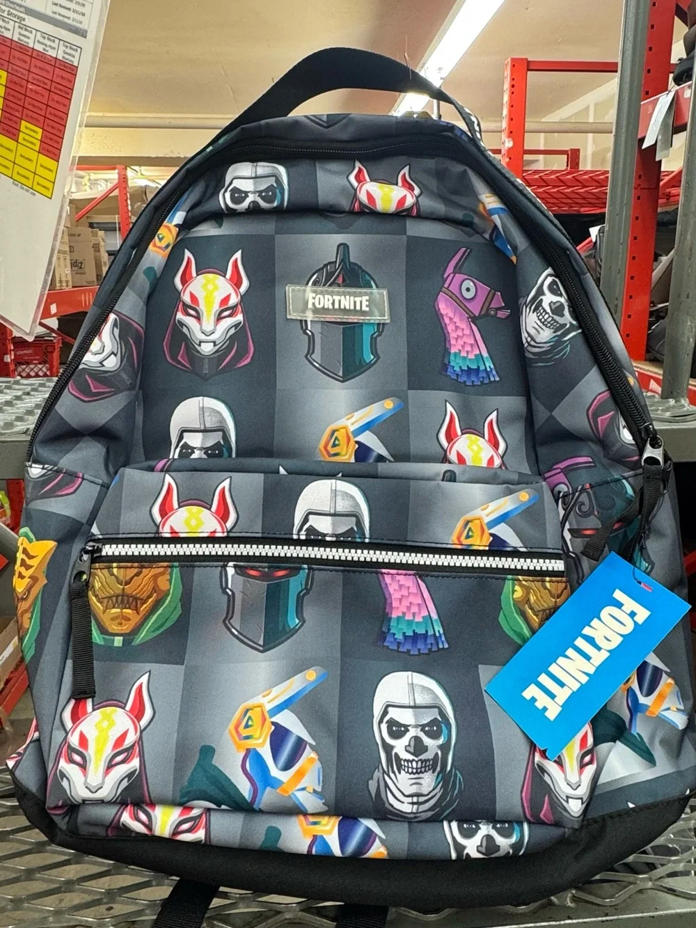 Black Graphic Icon Backpack for Men